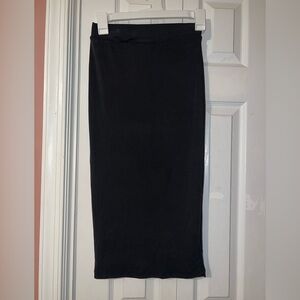 Good American Dark Grey Ribbed Midi Pencil Skirt